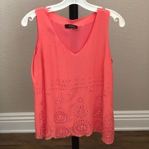 Crosby. Salmon Pink Floral Cut Out Blouse